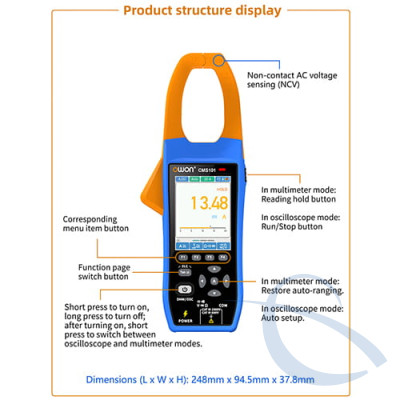 Інтелектуальні AC/DC струмові кліщі-осцилограф OWON CMS101
